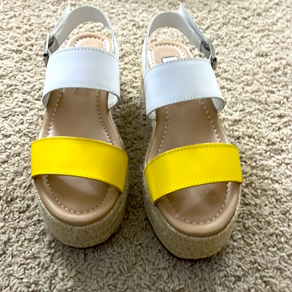 Steve Madden Platform Espadrille Sandals - Yellow and White